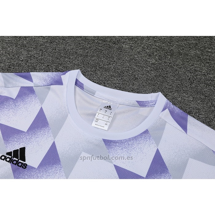 Chandal del Real Madrid Manga Corta 2022-2023 Blanco y Purpura - Pantalon Corto